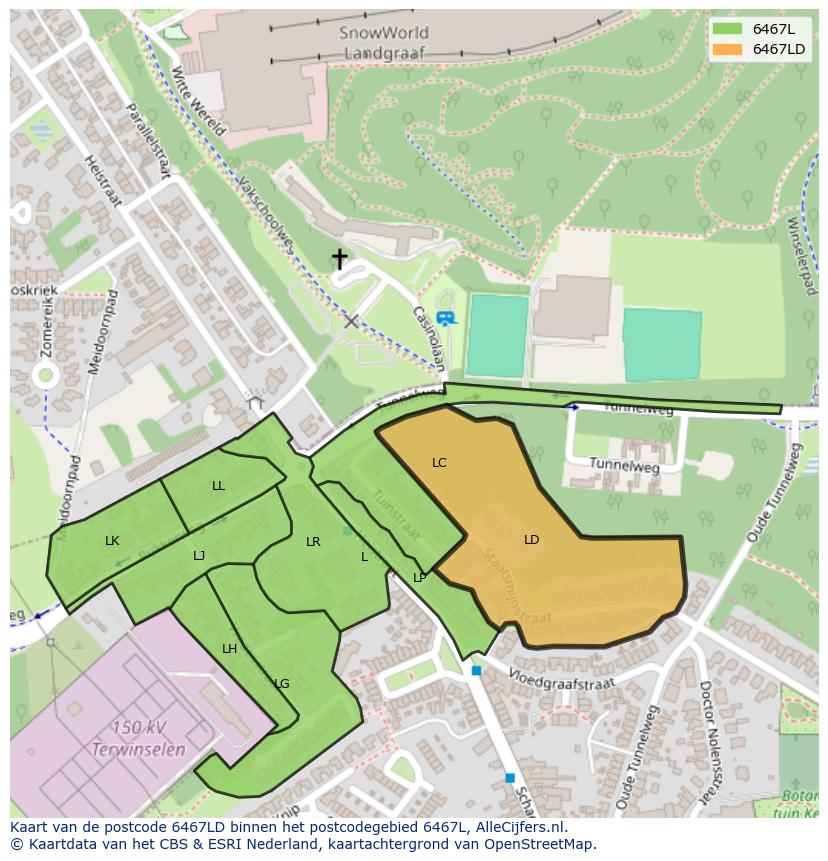Afbeelding van het postcodegebied 6467 LD op de kaart.