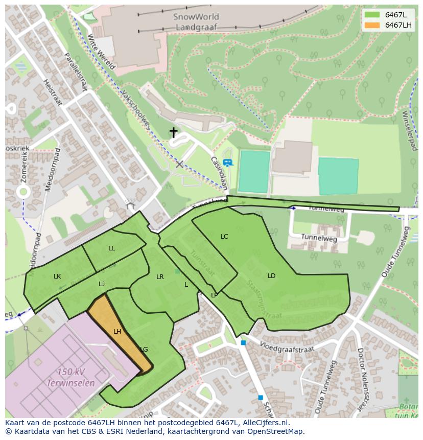 Afbeelding van het postcodegebied 6467 LH op de kaart.