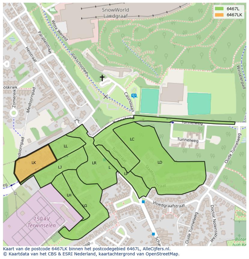 Afbeelding van het postcodegebied 6467 LK op de kaart.