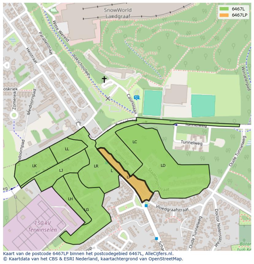 Afbeelding van het postcodegebied 6467 LP op de kaart.