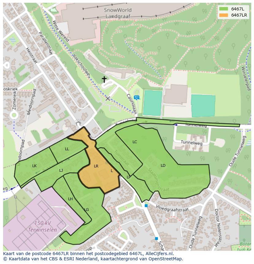 Afbeelding van het postcodegebied 6467 LR op de kaart.