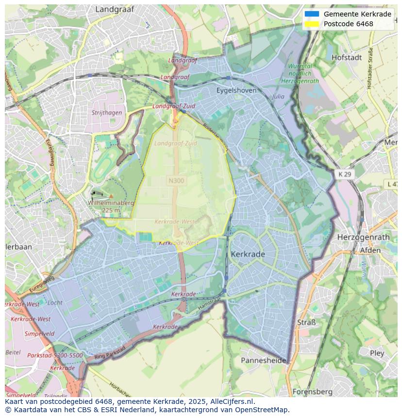 Afbeelding van het postcodegebied 6468 op de kaart.