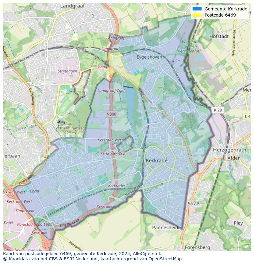 Afbeelding van het postcodegebied 6469 op de kaart.