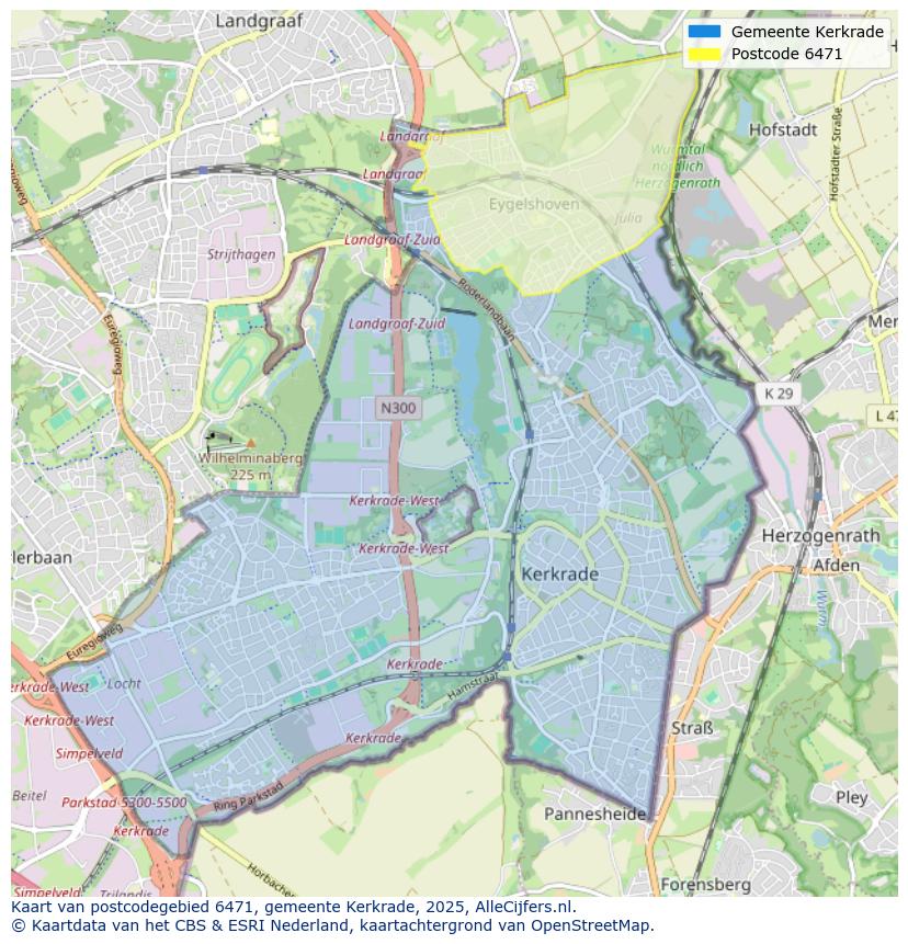 Afbeelding van het postcodegebied 6471 op de kaart.