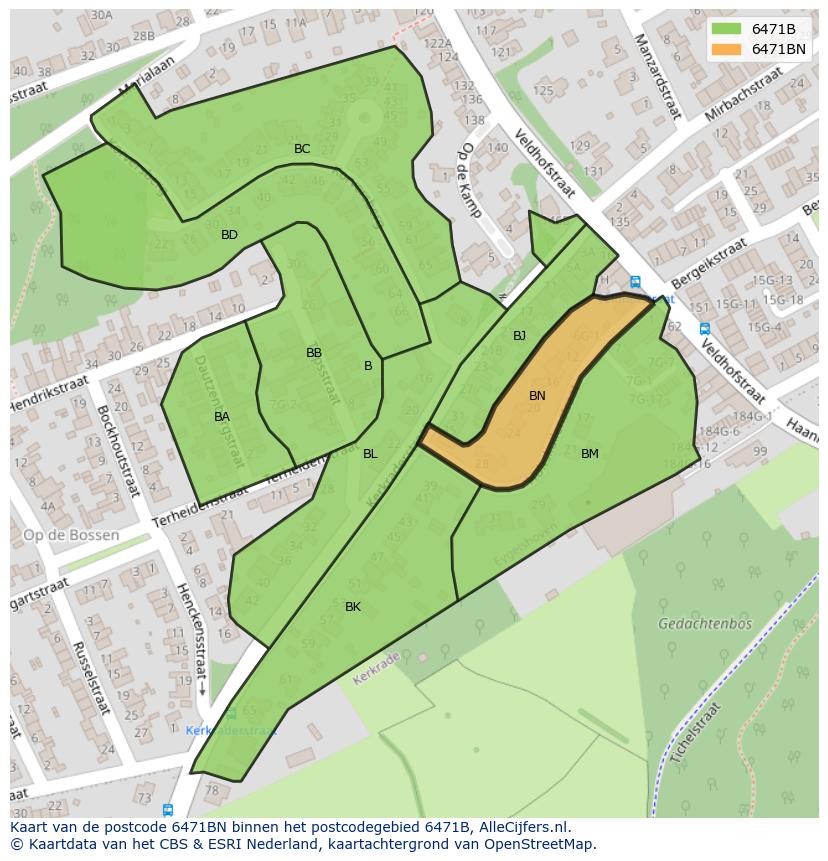 Afbeelding van het postcodegebied 6471 BN op de kaart.