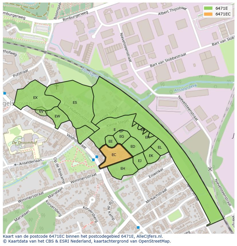 Afbeelding van het postcodegebied 6471 EC op de kaart.