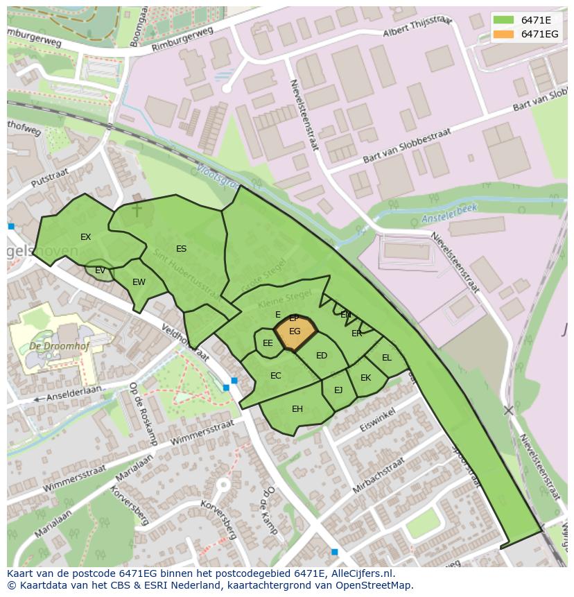Afbeelding van het postcodegebied 6471 EG op de kaart.