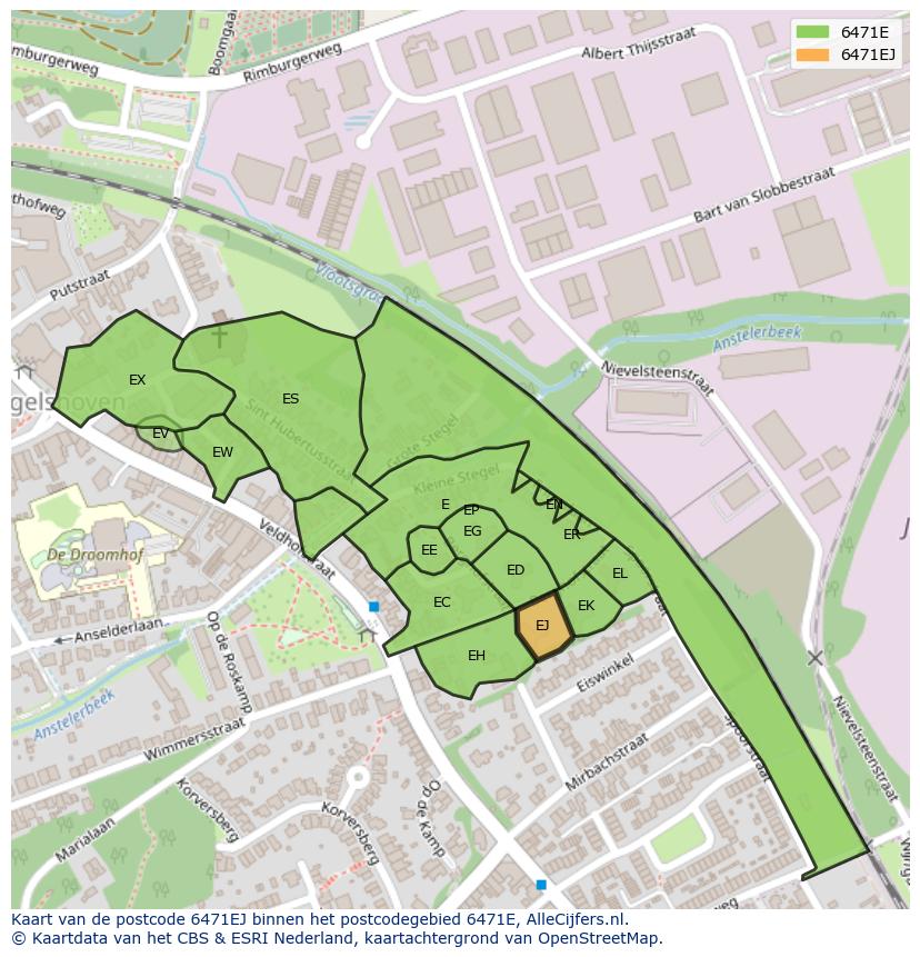Afbeelding van het postcodegebied 6471 EJ op de kaart.