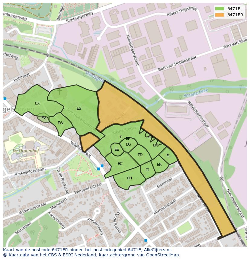 Afbeelding van het postcodegebied 6471 ER op de kaart.