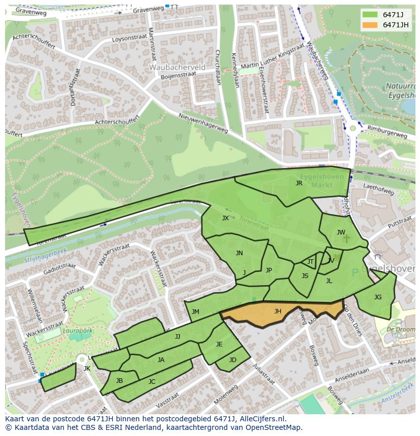Afbeelding van het postcodegebied 6471 JH op de kaart.