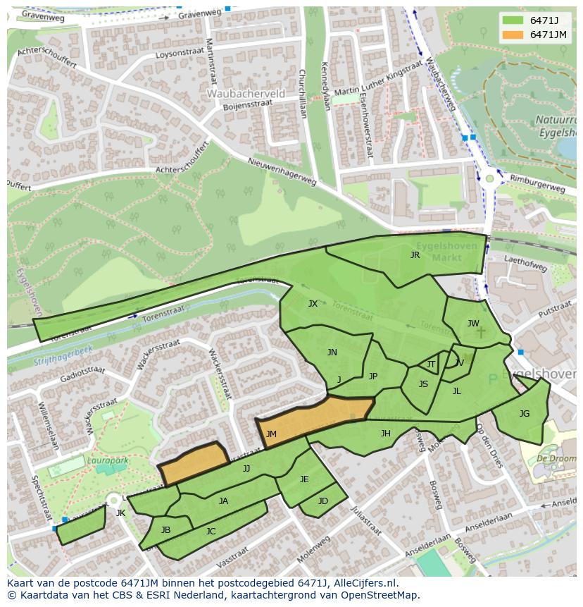 Afbeelding van het postcodegebied 6471 JM op de kaart.