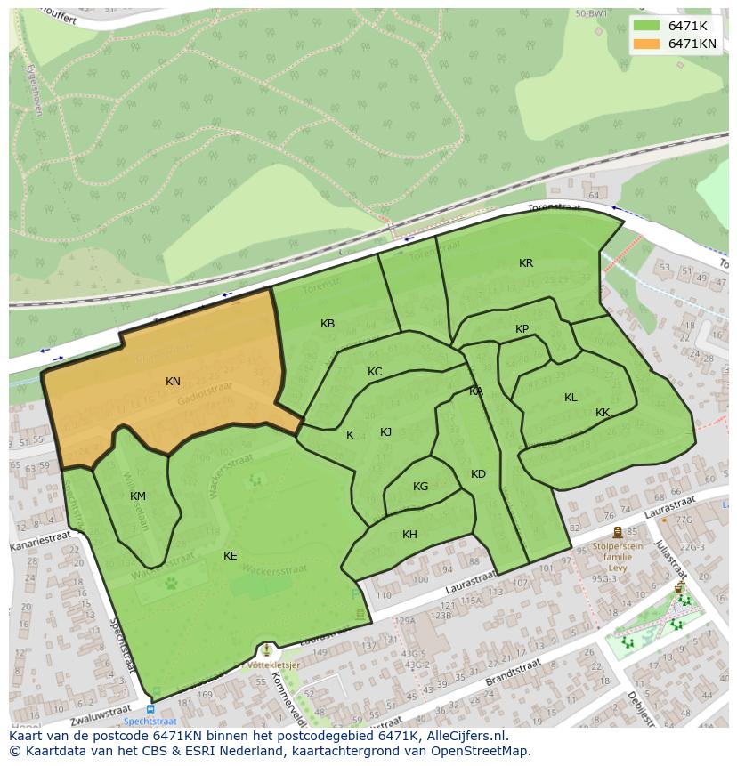 Afbeelding van het postcodegebied 6471 KN op de kaart.