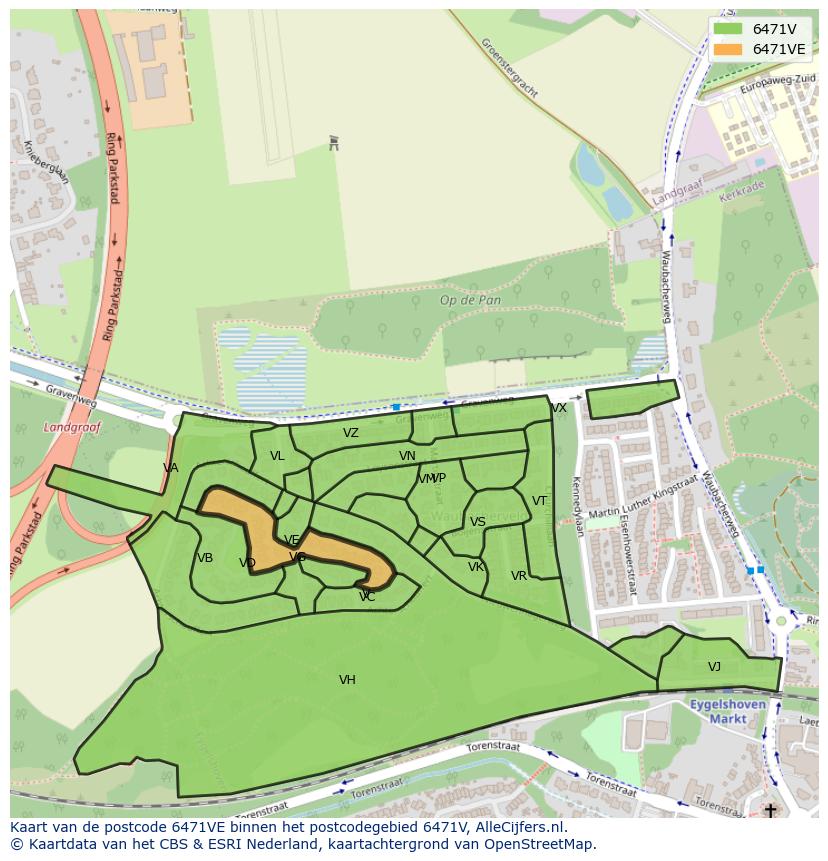Afbeelding van het postcodegebied 6471 VE op de kaart.