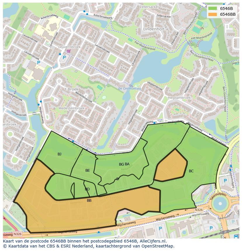 Afbeelding van het postcodegebied 6546 BB op de kaart.