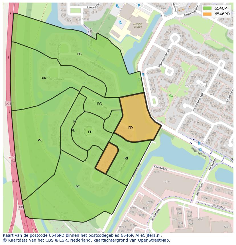 Afbeelding van het postcodegebied 6546 PD op de kaart.