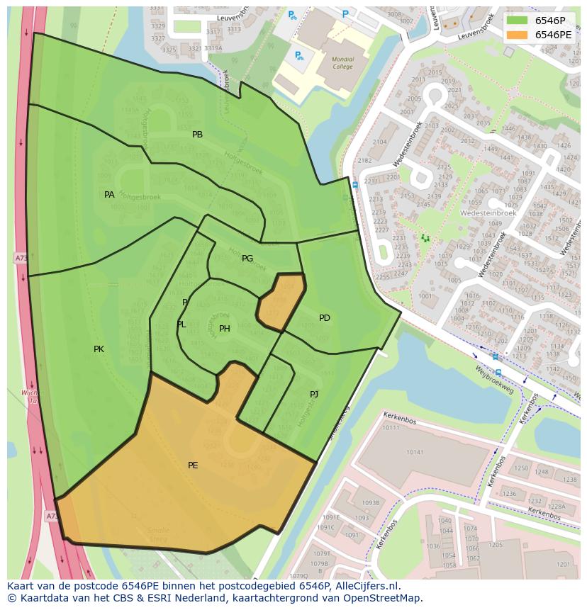 Afbeelding van het postcodegebied 6546 PE op de kaart.