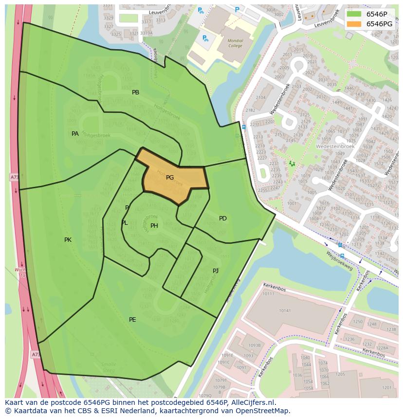Afbeelding van het postcodegebied 6546 PG op de kaart.