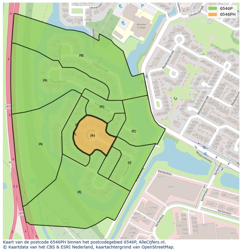 Afbeelding van het postcodegebied 6546 PH op de kaart.