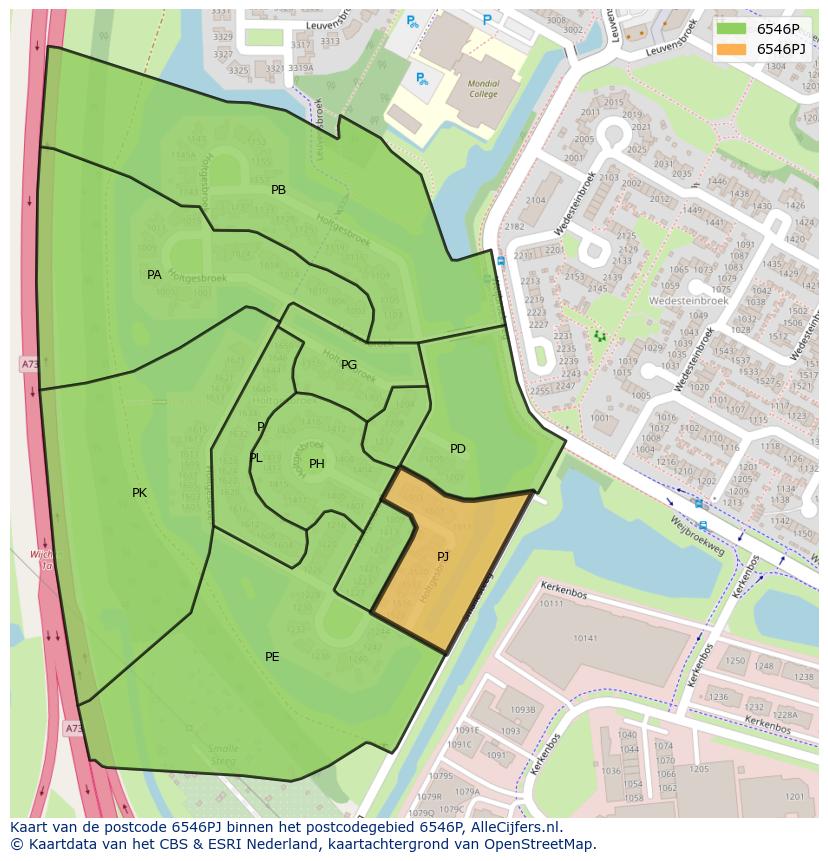 Afbeelding van het postcodegebied 6546 PJ op de kaart.