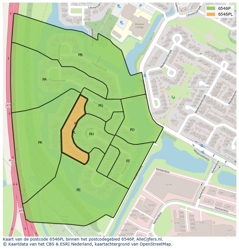 Afbeelding van het postcodegebied 6546 PL op de kaart.