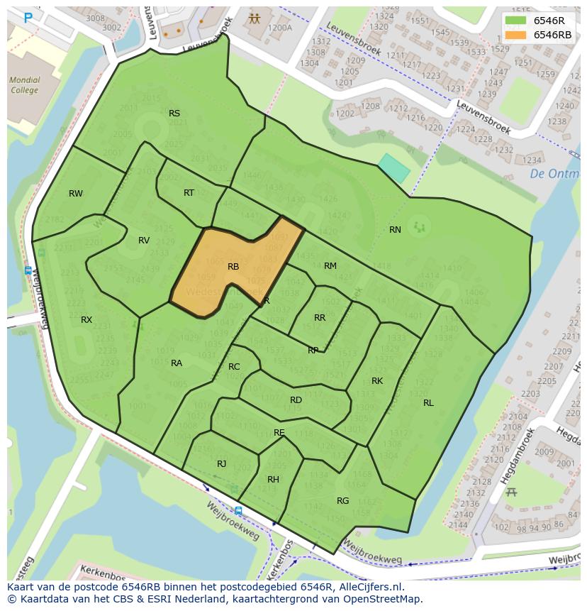 Afbeelding van het postcodegebied 6546 RB op de kaart.