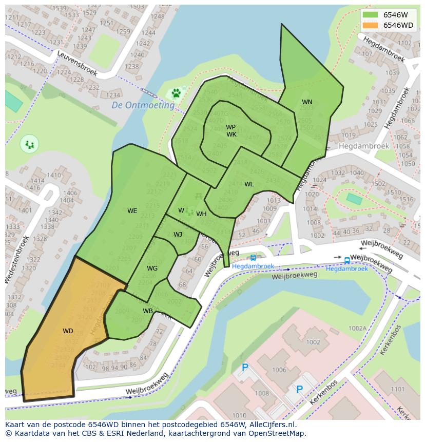 Afbeelding van het postcodegebied 6546 WD op de kaart.