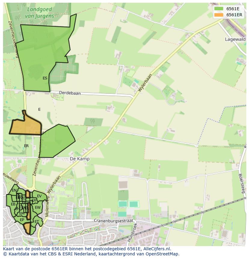 Afbeelding van het postcodegebied 6561 ER op de kaart.