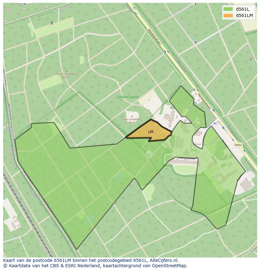 Afbeelding van het postcodegebied 6561 LM op de kaart.