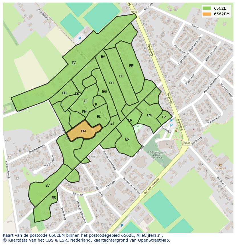Afbeelding van het postcodegebied 6562 EM op de kaart.