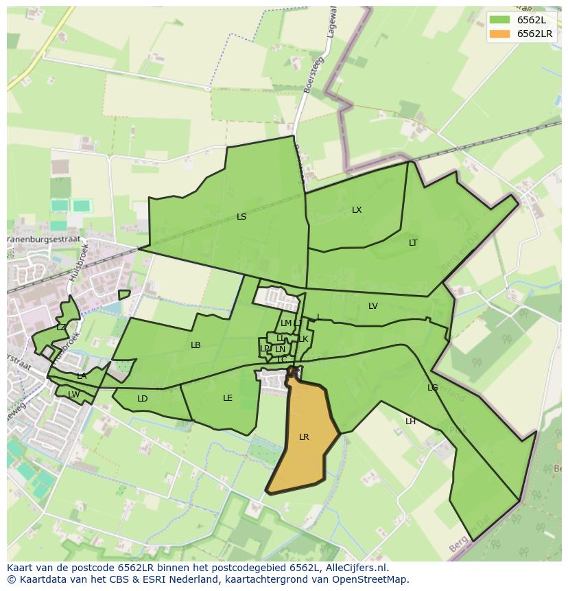 Afbeelding van het postcodegebied 6562 LR op de kaart.