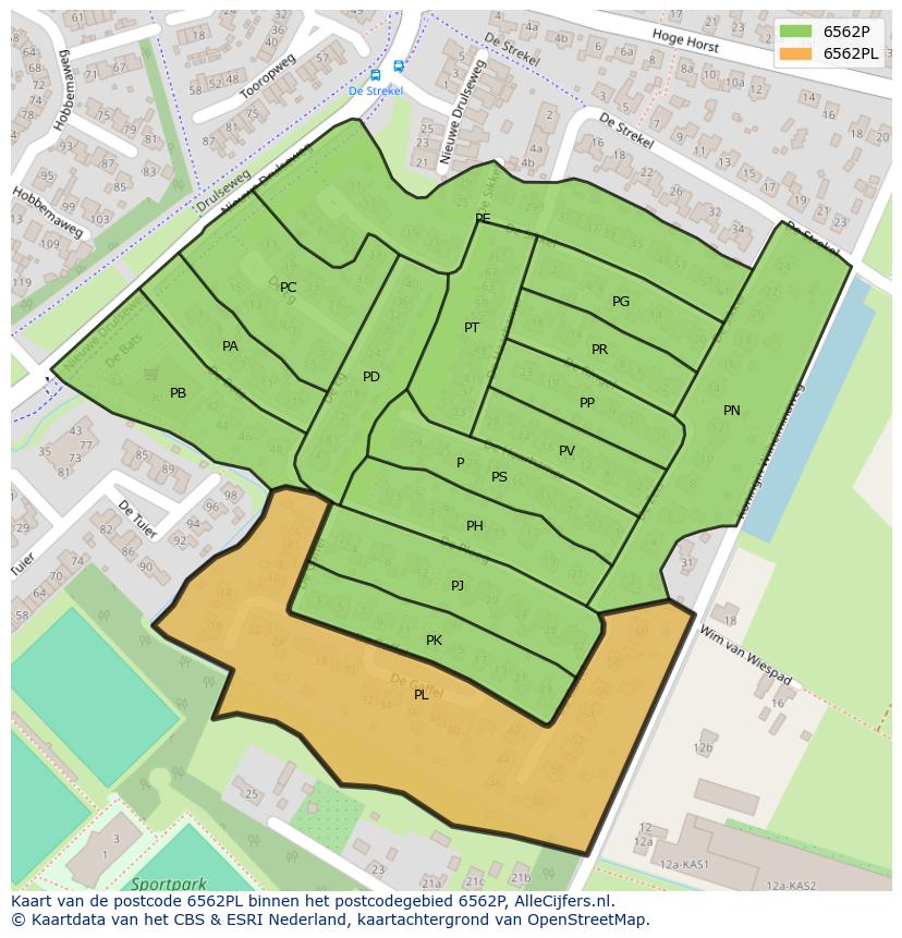 Afbeelding van het postcodegebied 6562 PL op de kaart.