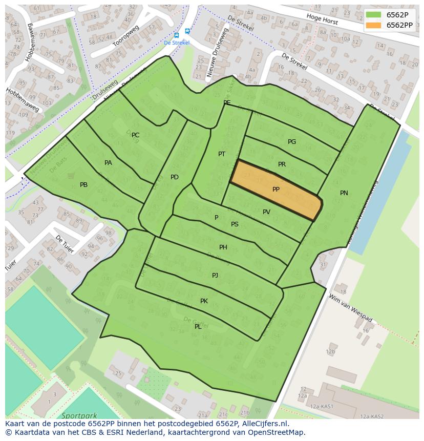 Afbeelding van het postcodegebied 6562 PP op de kaart.