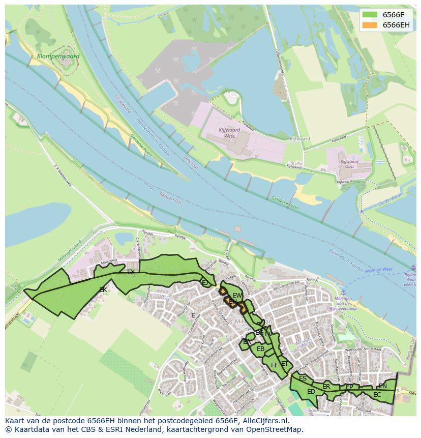 Afbeelding van het postcodegebied 6566 EH op de kaart.
