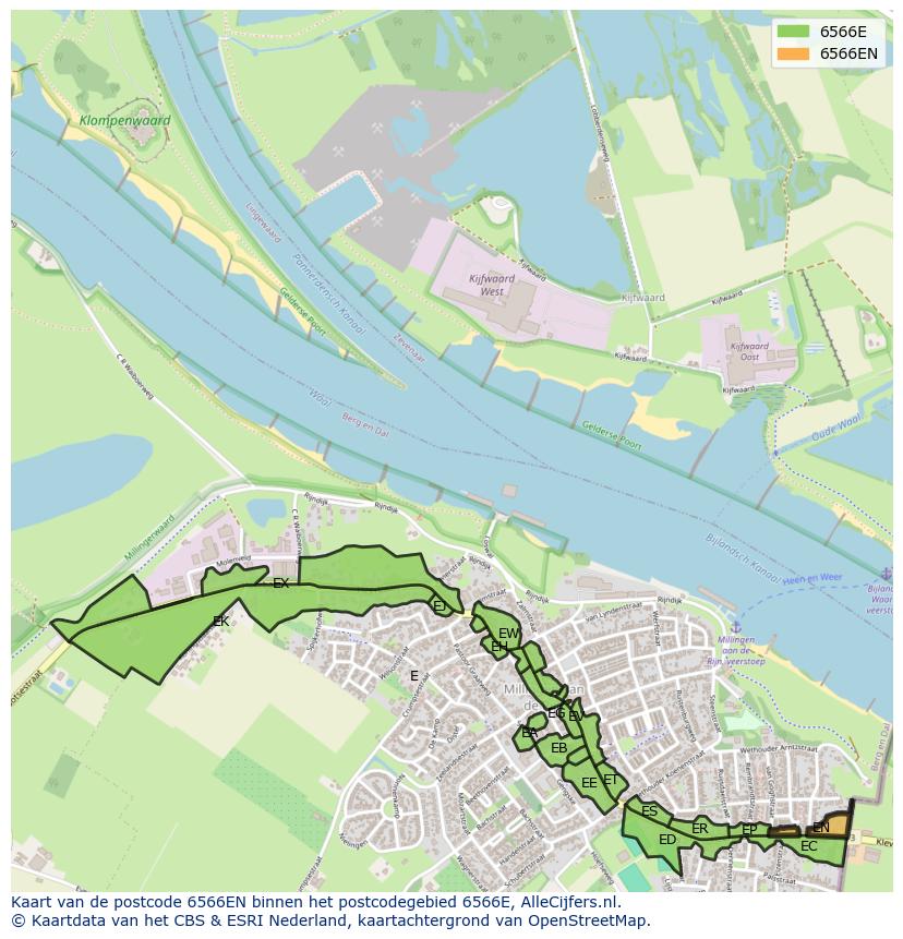 Afbeelding van het postcodegebied 6566 EN op de kaart.