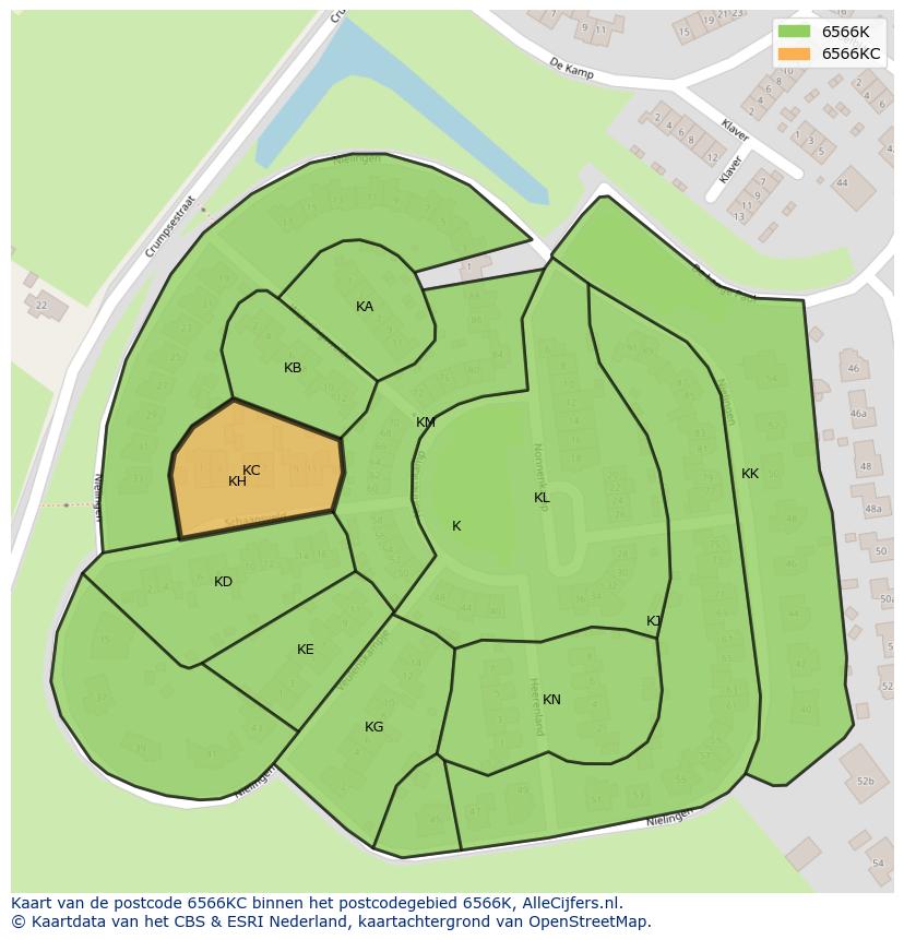 Afbeelding van het postcodegebied 6566 KC op de kaart.