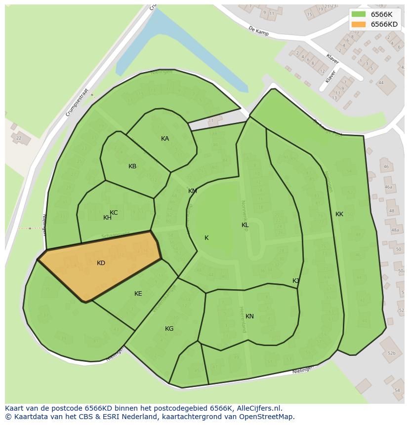 Afbeelding van het postcodegebied 6566 KD op de kaart.