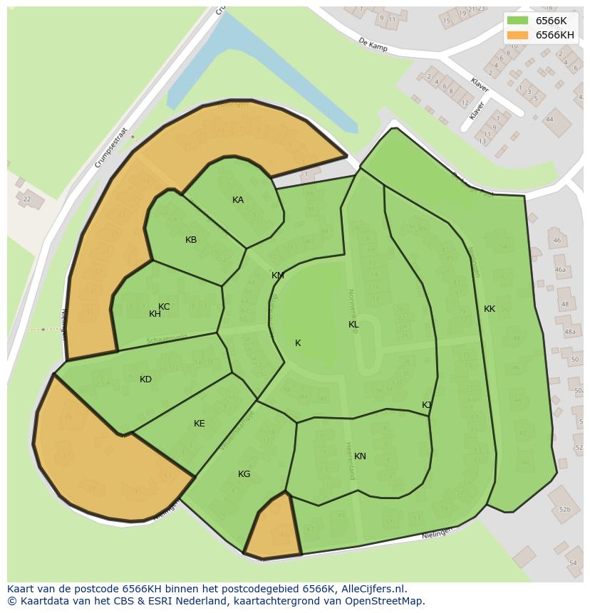Afbeelding van het postcodegebied 6566 KH op de kaart.