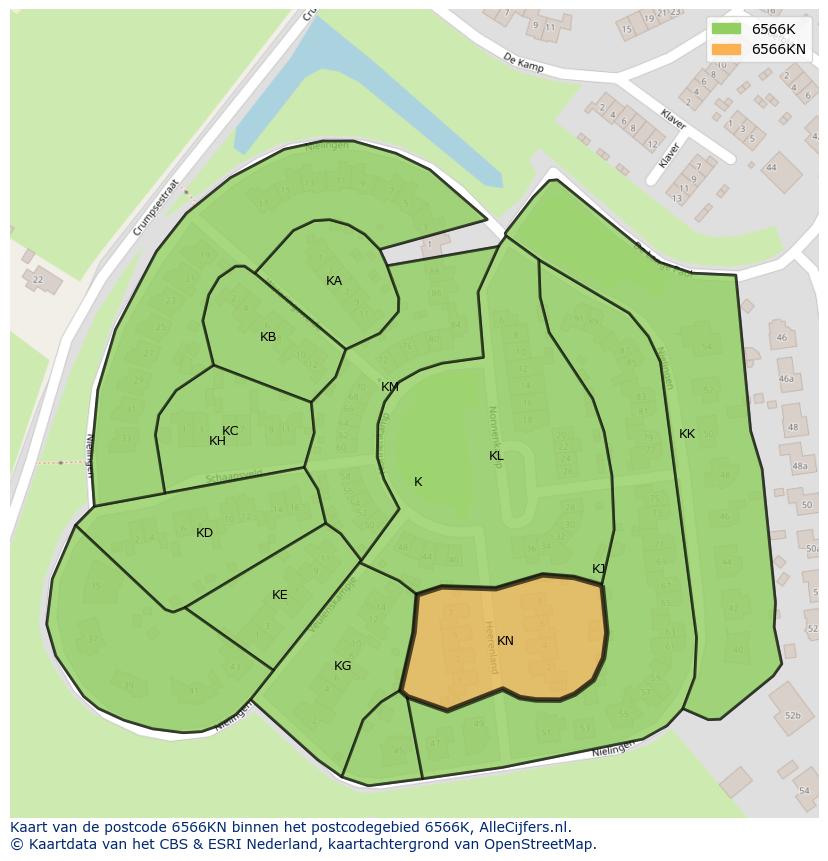 Afbeelding van het postcodegebied 6566 KN op de kaart.