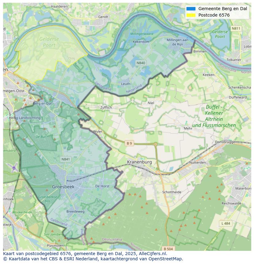 Afbeelding van het postcodegebied 6576 op de kaart.