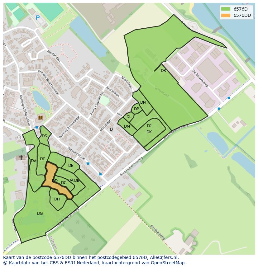 Afbeelding van het postcodegebied 6576 DD op de kaart.