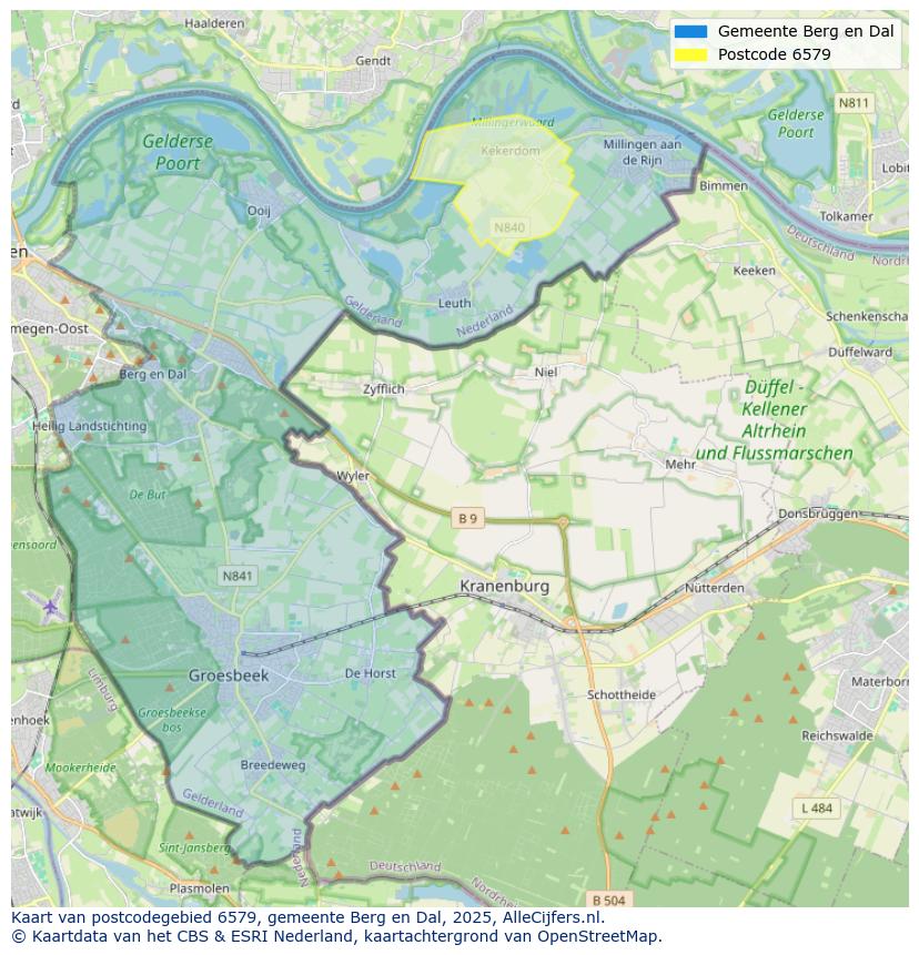 Afbeelding van het postcodegebied 6579 op de kaart.