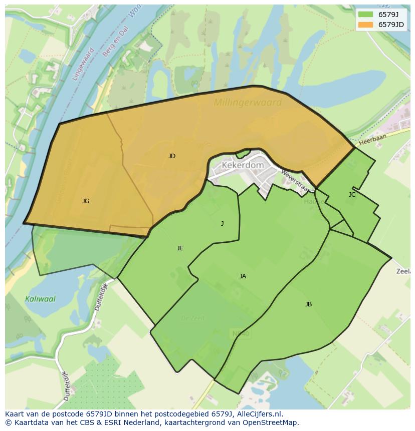 Afbeelding van het postcodegebied 6579 JD op de kaart.