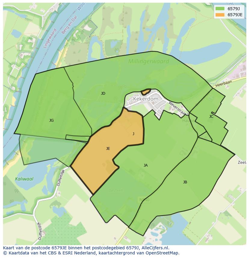 Afbeelding van het postcodegebied 6579 JE op de kaart.