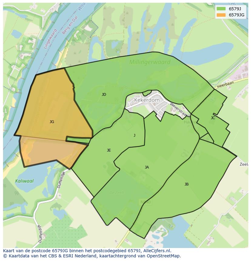 Afbeelding van het postcodegebied 6579 JG op de kaart.