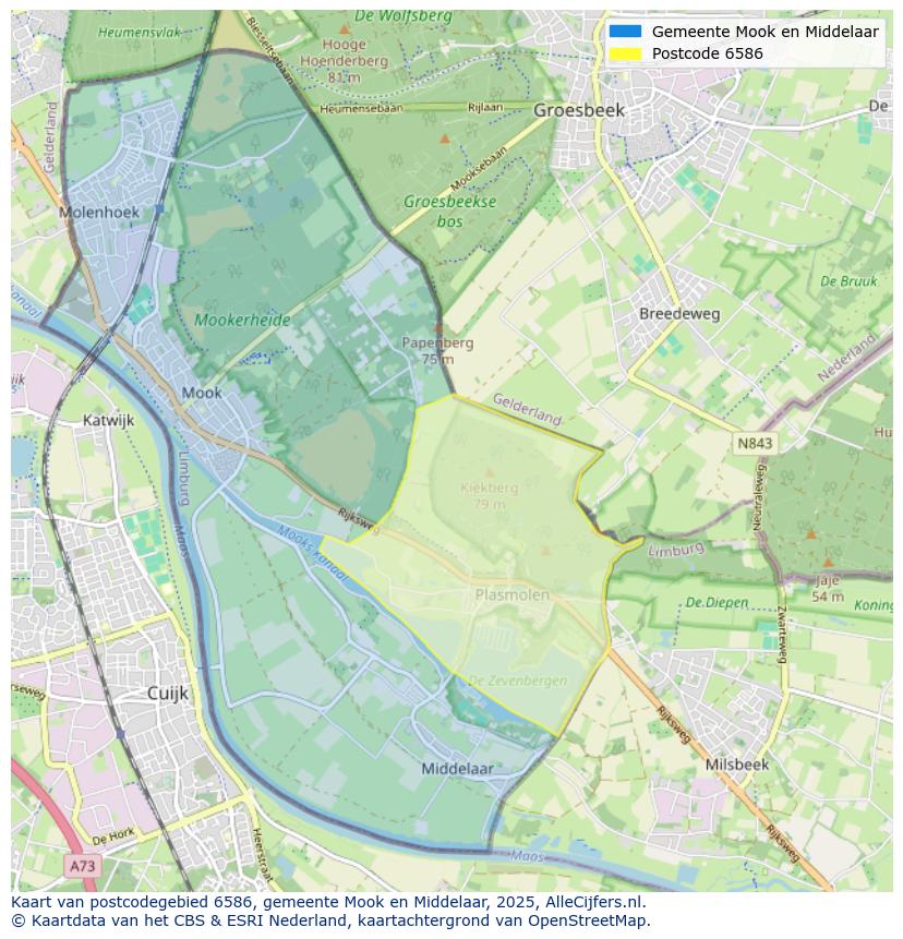 Afbeelding van het postcodegebied 6586 op de kaart.