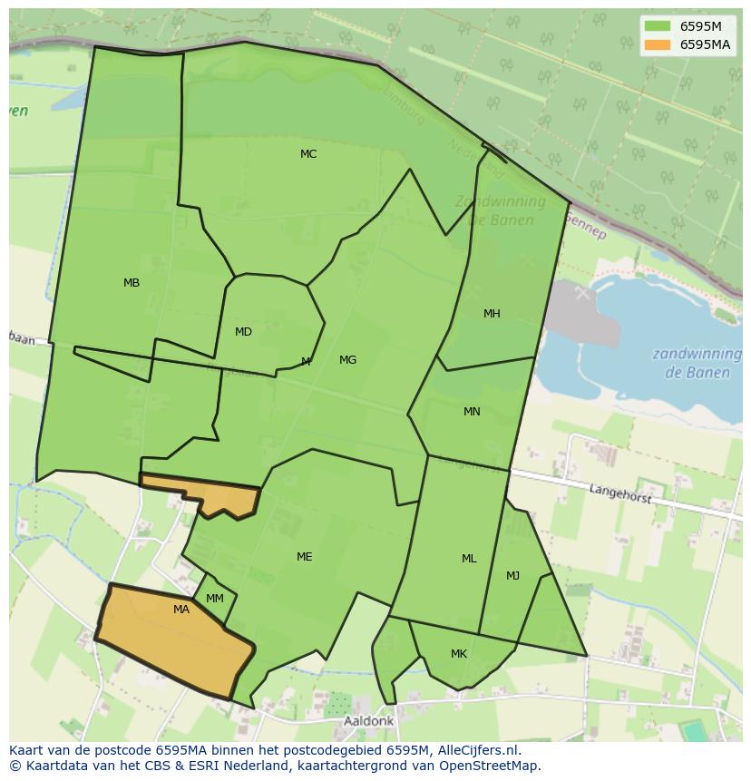 Afbeelding van het postcodegebied 6595 MA op de kaart.