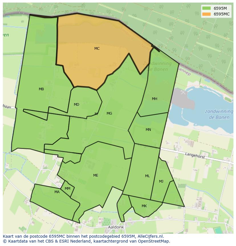 Afbeelding van het postcodegebied 6595 MC op de kaart.