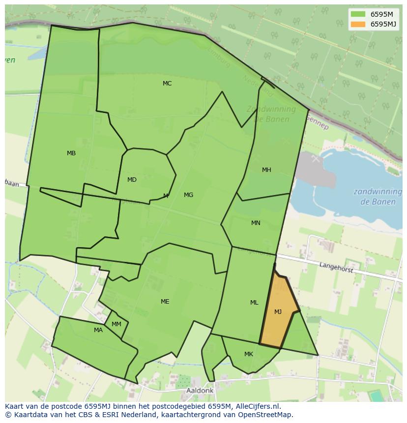 Afbeelding van het postcodegebied 6595 MJ op de kaart.