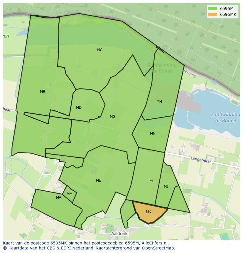 Afbeelding van het postcodegebied 6595 MK op de kaart.