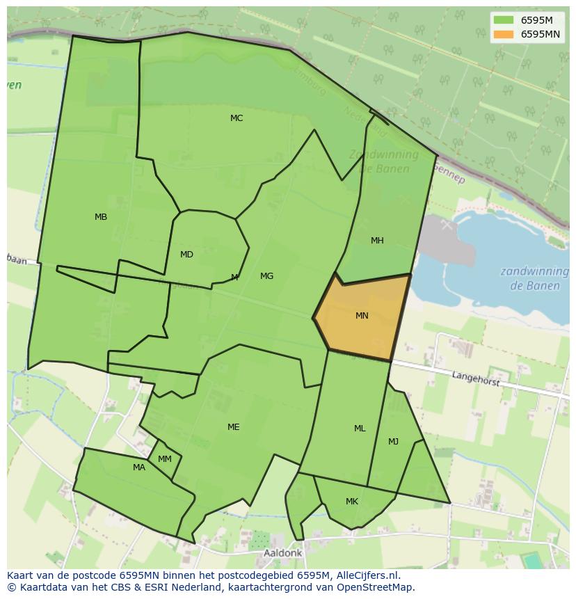 Afbeelding van het postcodegebied 6595 MN op de kaart.
